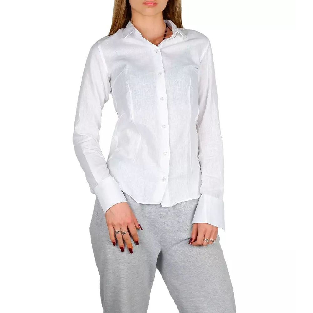 Camisa de Vestir Blanca de Algodón Hecha en Italia