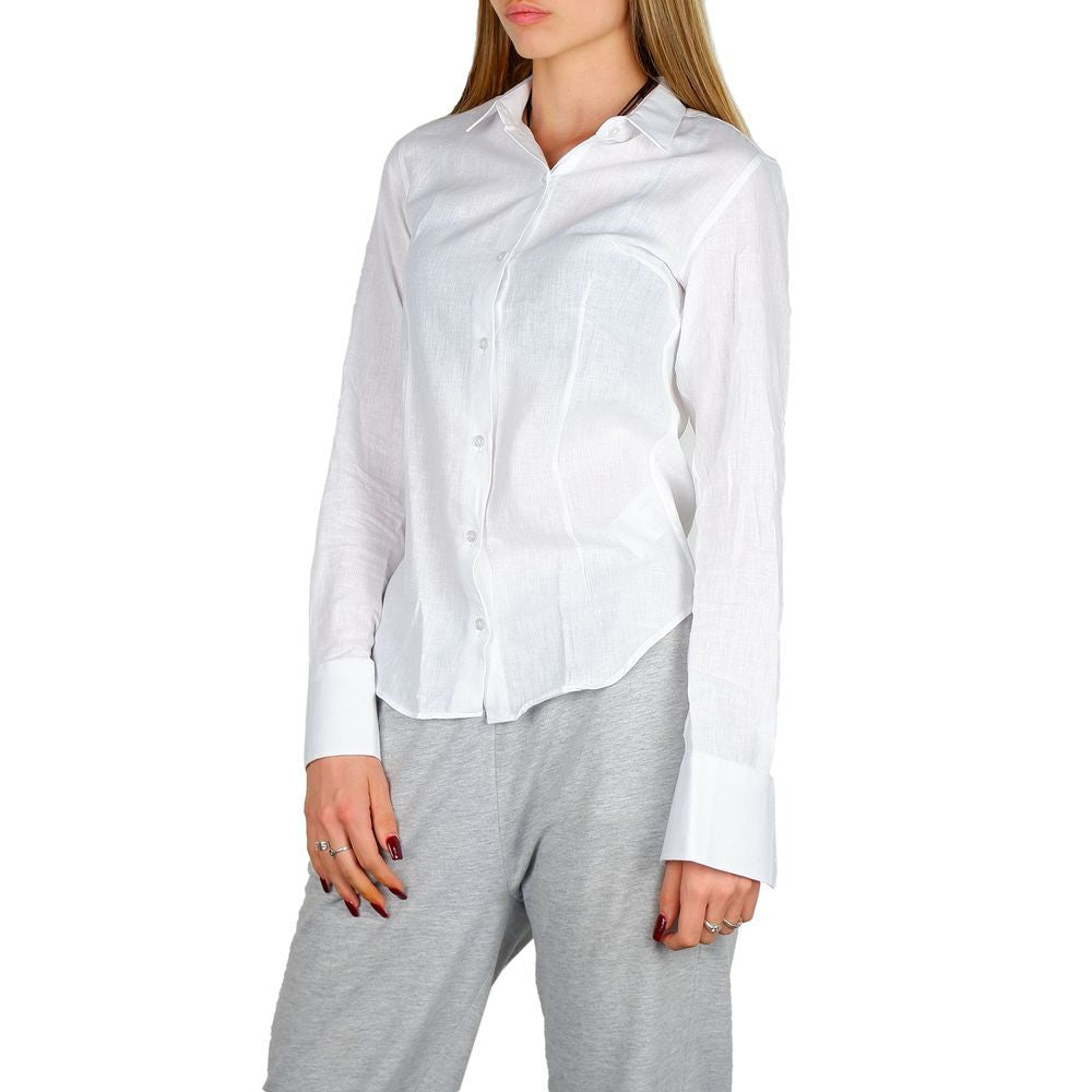 Camisa de Vestir Blanca de Algodón Hecha en Italia