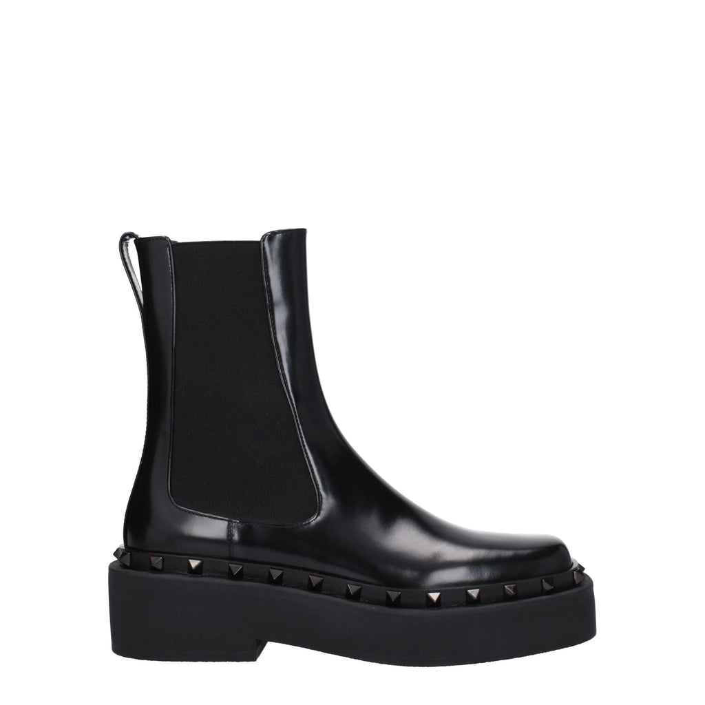Valentino Garavani Black Leather Ankle Boots