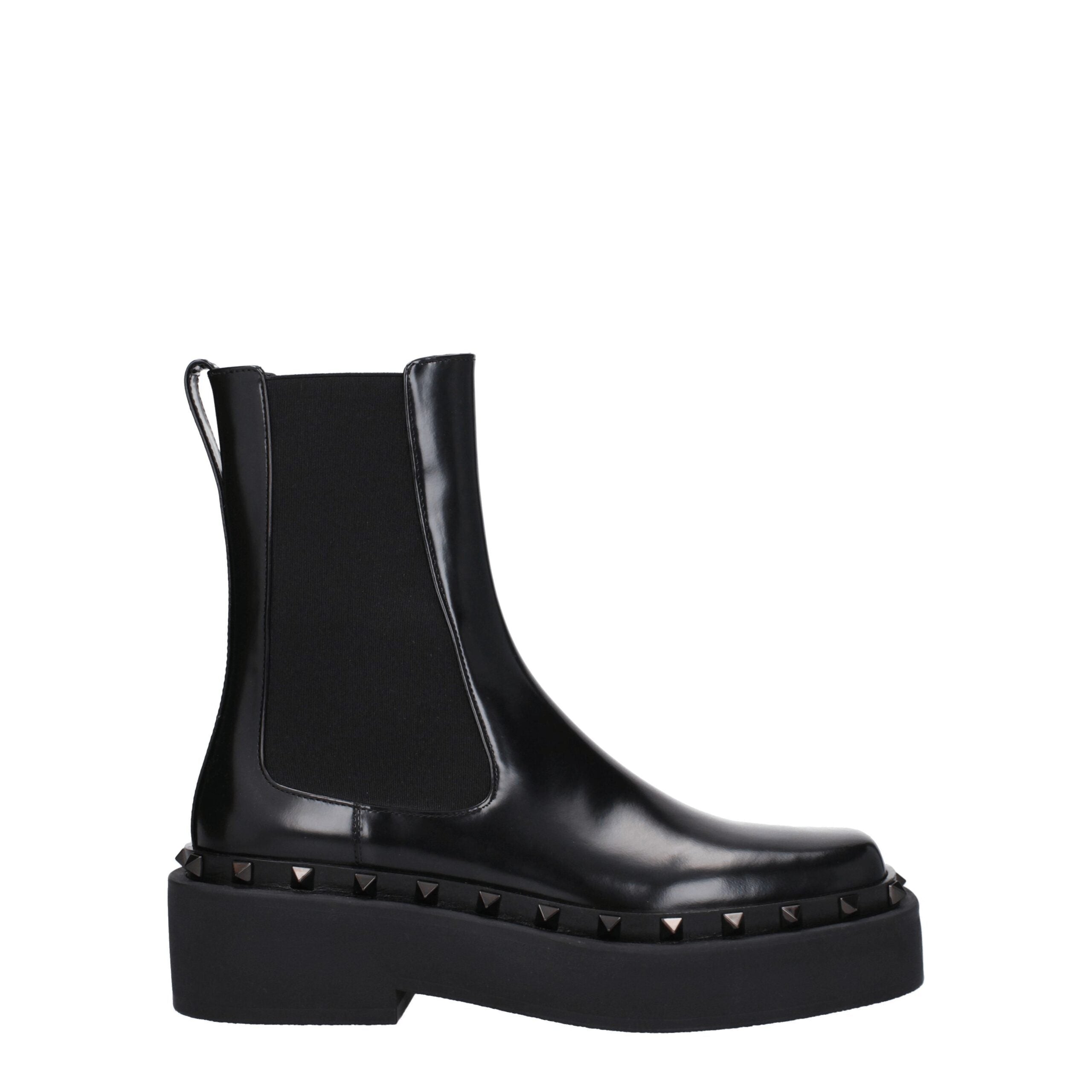 Valentino Garavani Black Leather Ankle Boots
