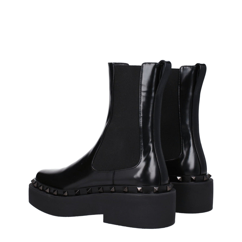 Valentino Garavani Black Leather Ankle Boots