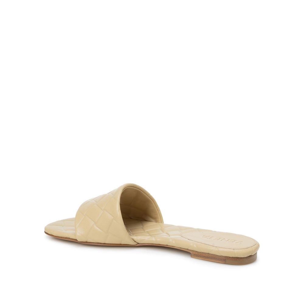 Bottega Veneta Beige Lamb Leather Flat Sandals