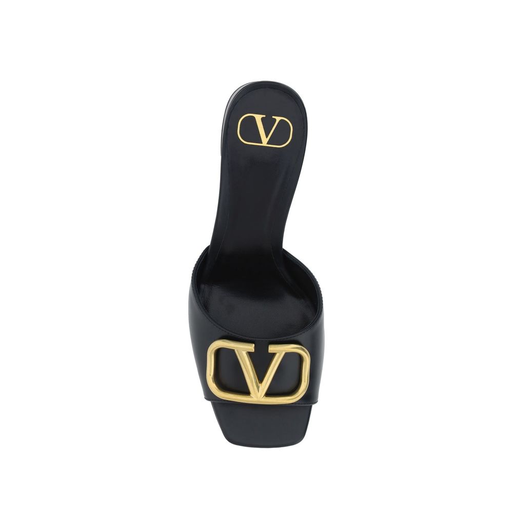 Valentino Garavani Black Calfskin Flat Sandals