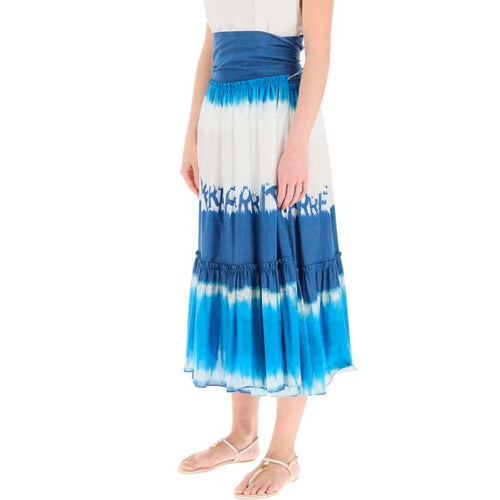 Jupe mi-longue en coton bleu Alberta Ferretti
