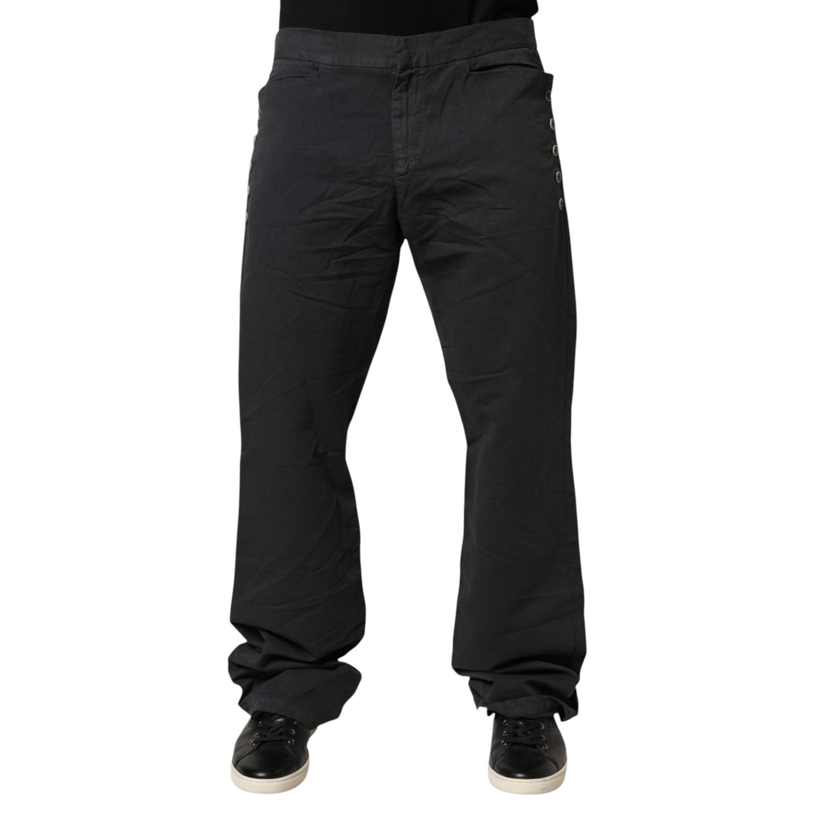 Just Cavalli Black Straight Fit Mid Waist Denim Trouser Jeans