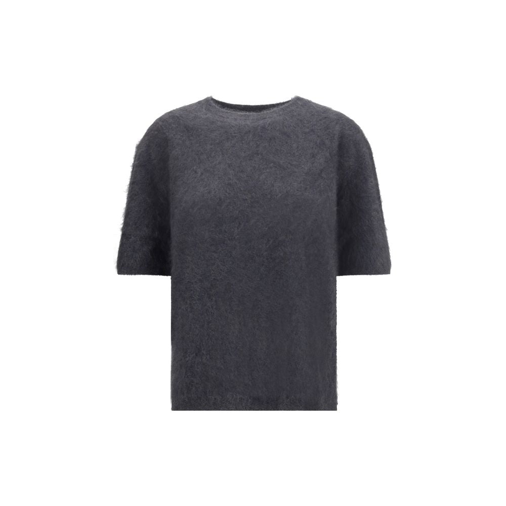 Pull en cachemire gris à manches courtes Lisa Yang