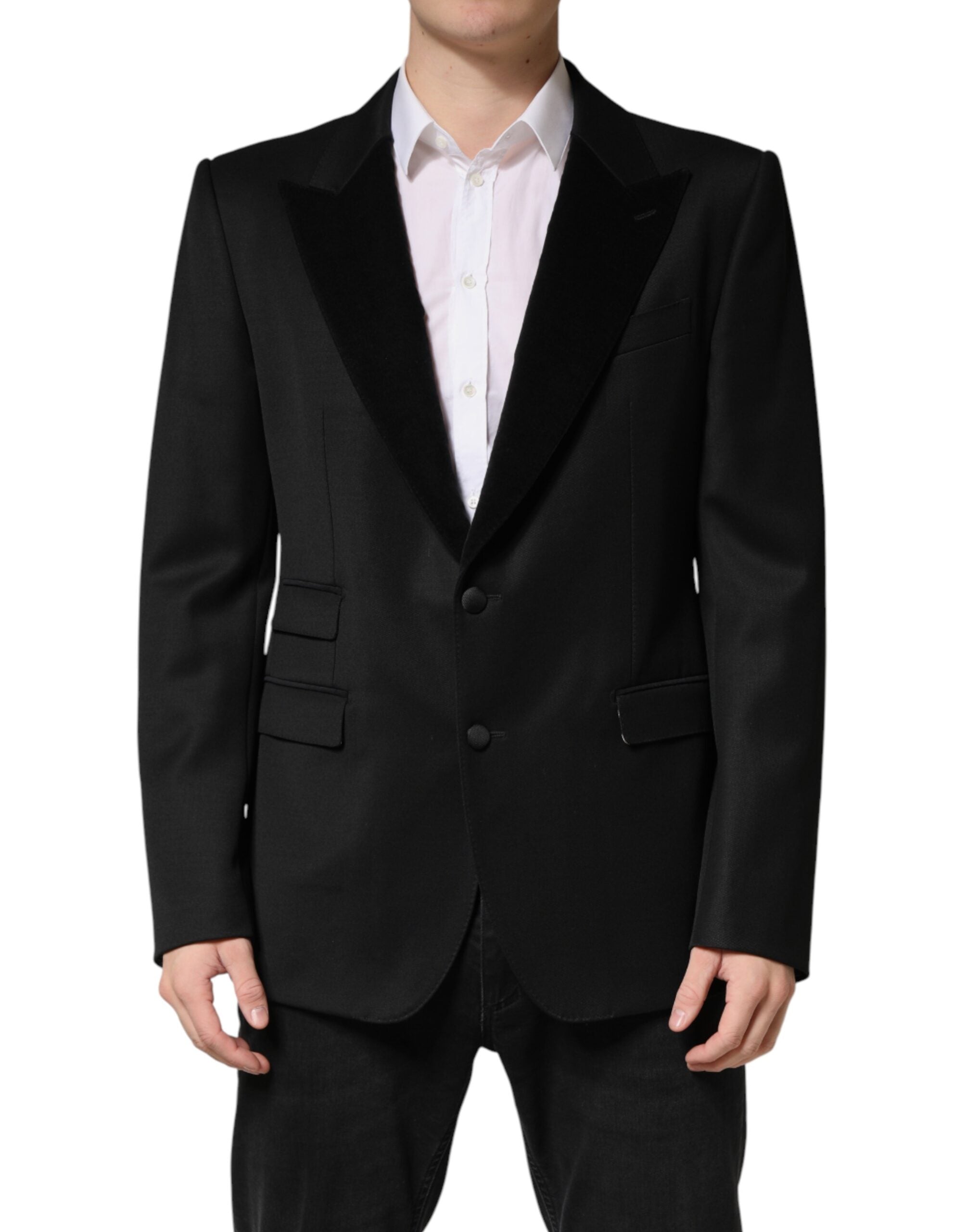 Dolce & Gabbana Black Wool Single Breasted Jacket Blazer