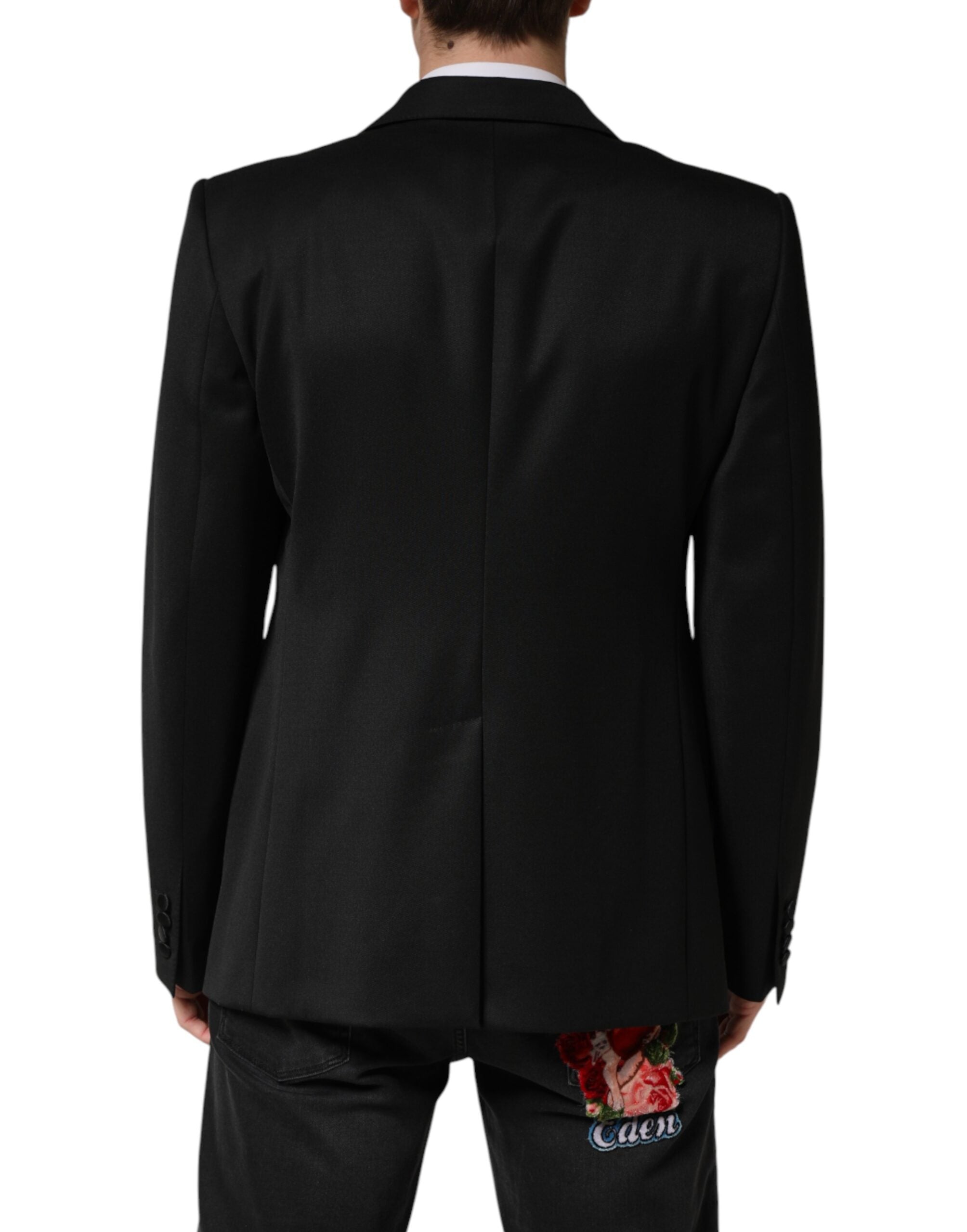 Dolce & Gabbana Black Wool Single Breasted Jacket Blazer