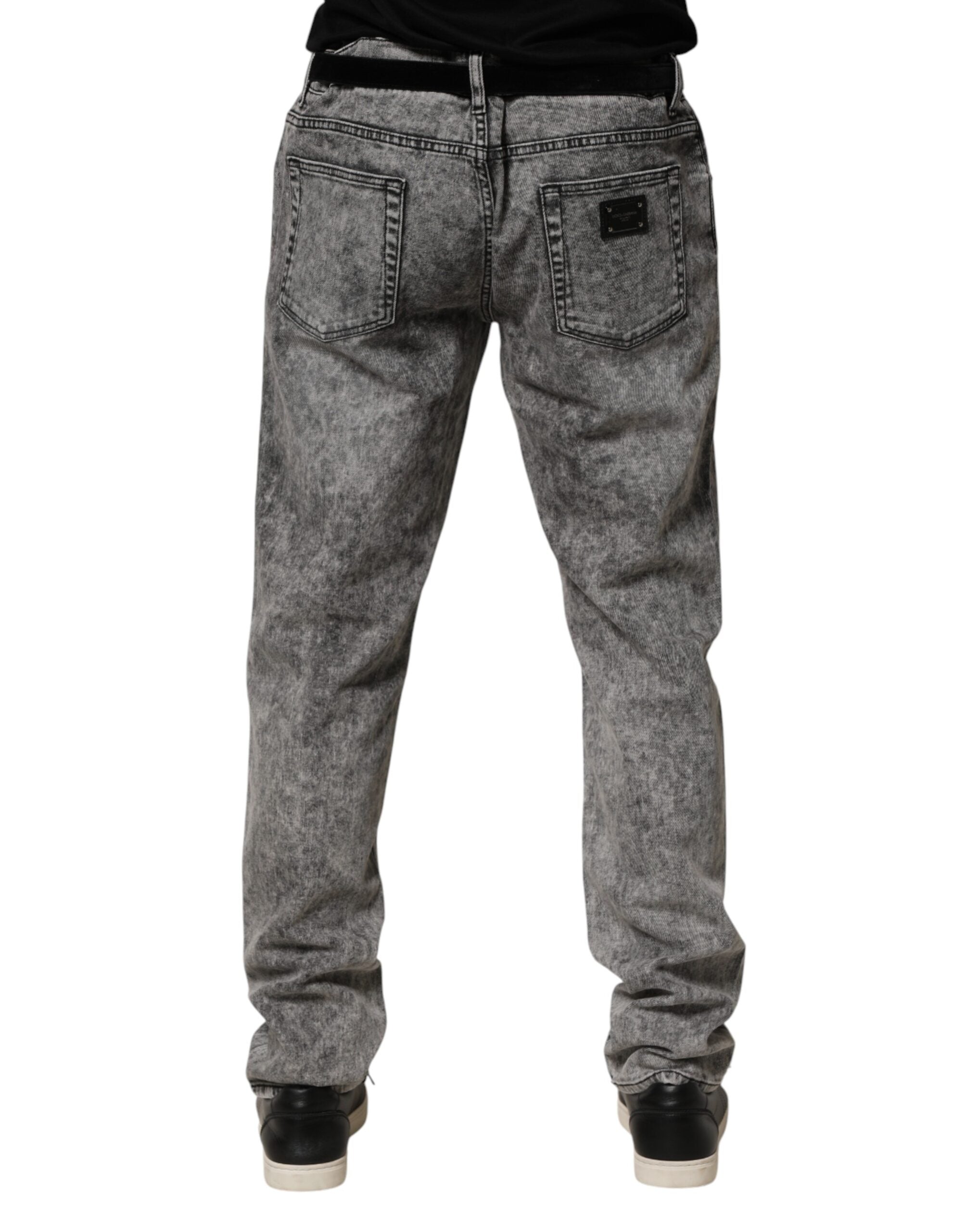 Dolce & Gabbana Gray Cotton Straight Leg Denim Trouser Jeans