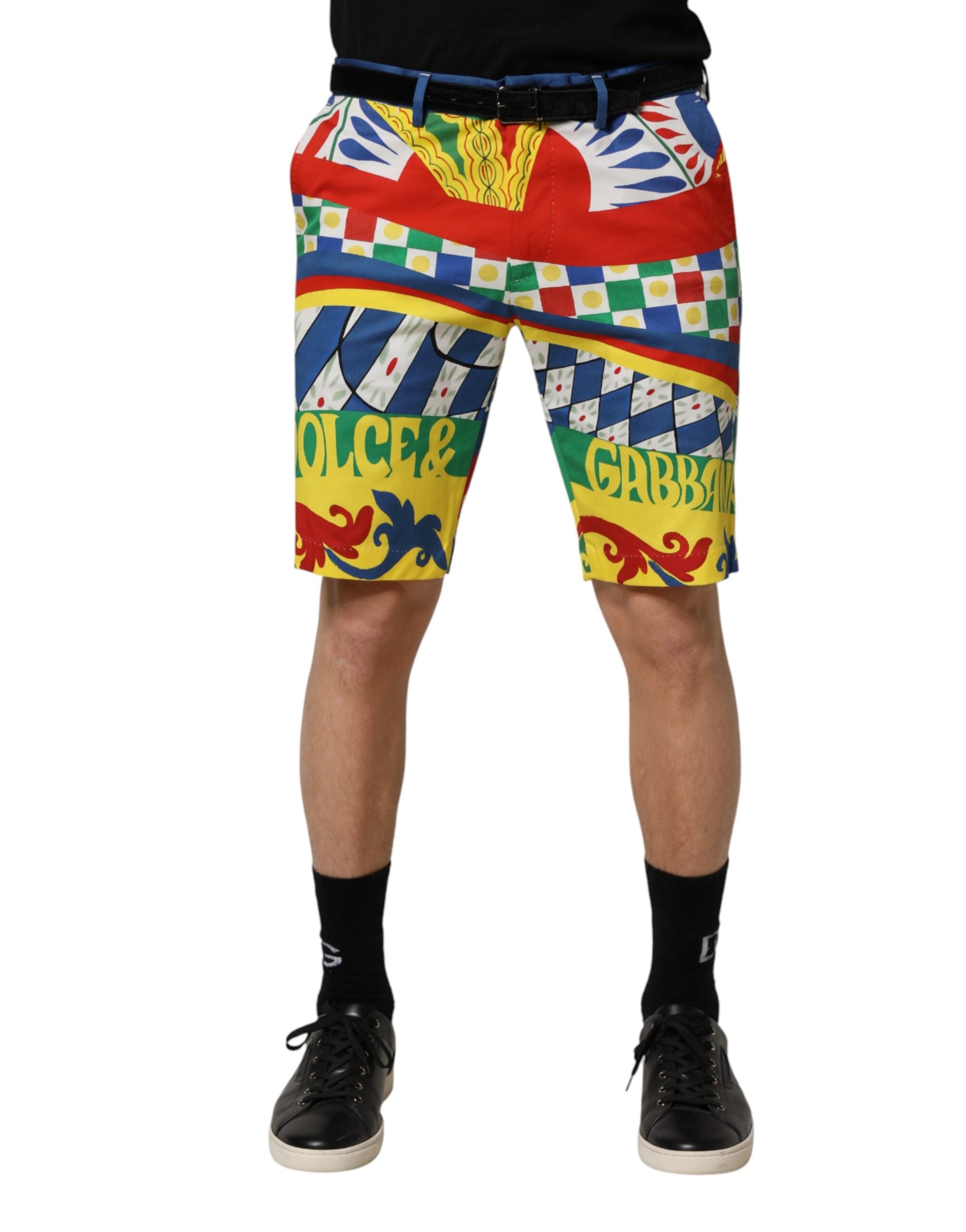 Dolce & Gabbana Multicolor Carretto Print Men Bermuda Shorts