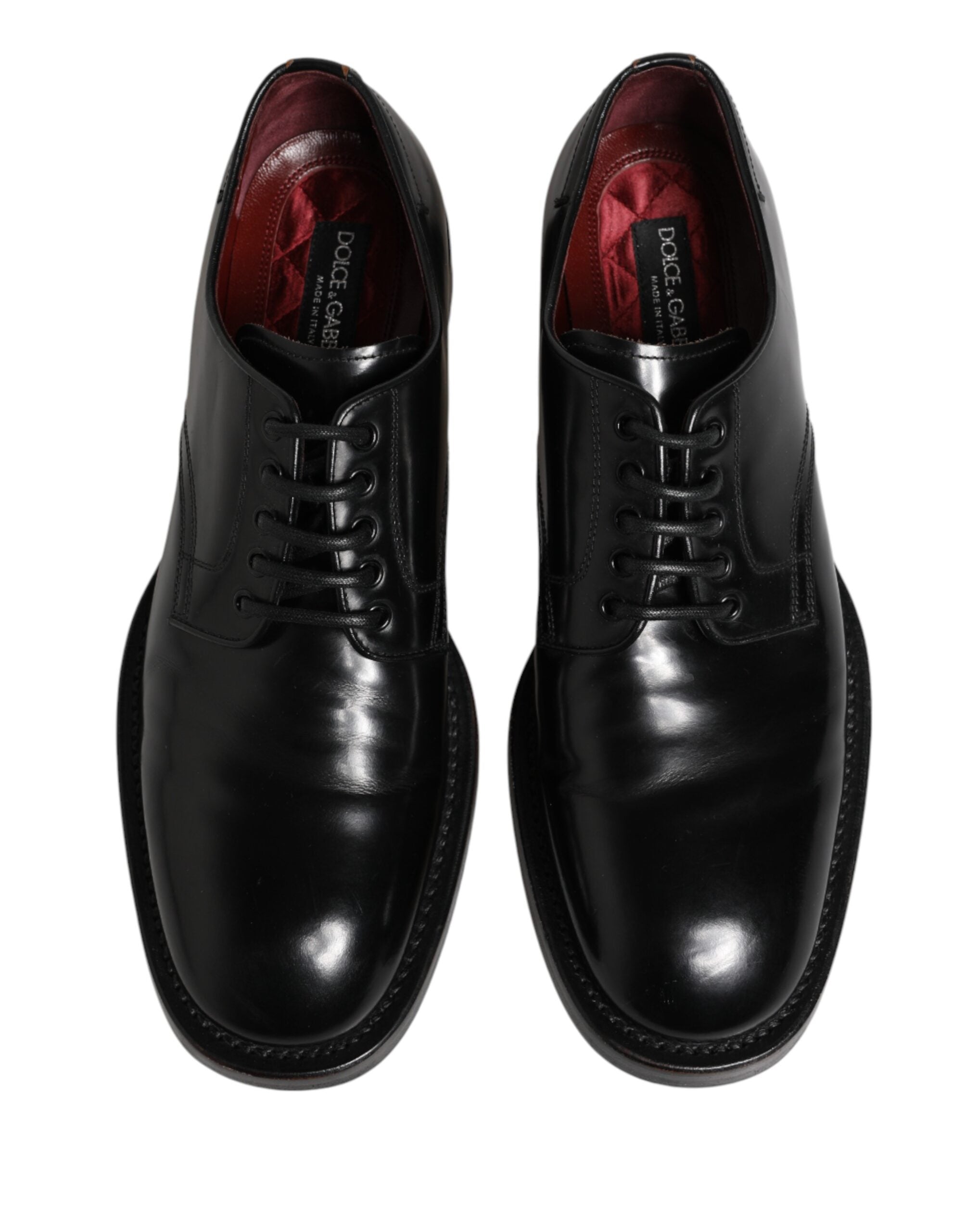 Dolce & Gabbana Black Lace Up Leather Dress Derby Men Shoes