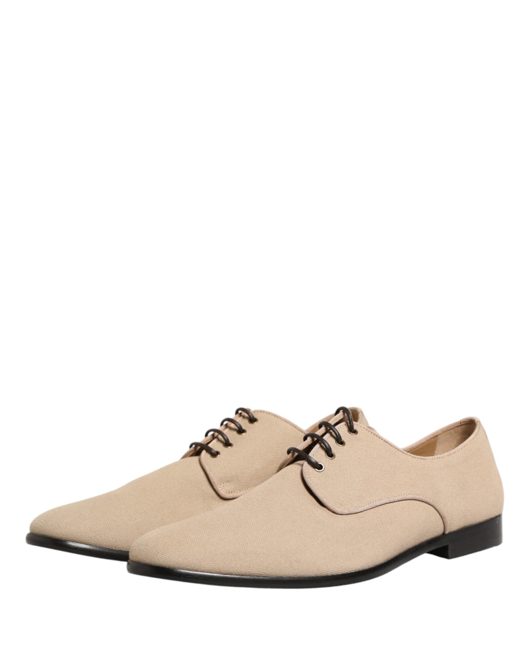 Dolce & Gabbana Beige Canvas Derby Lace Up Dress Men Shoes