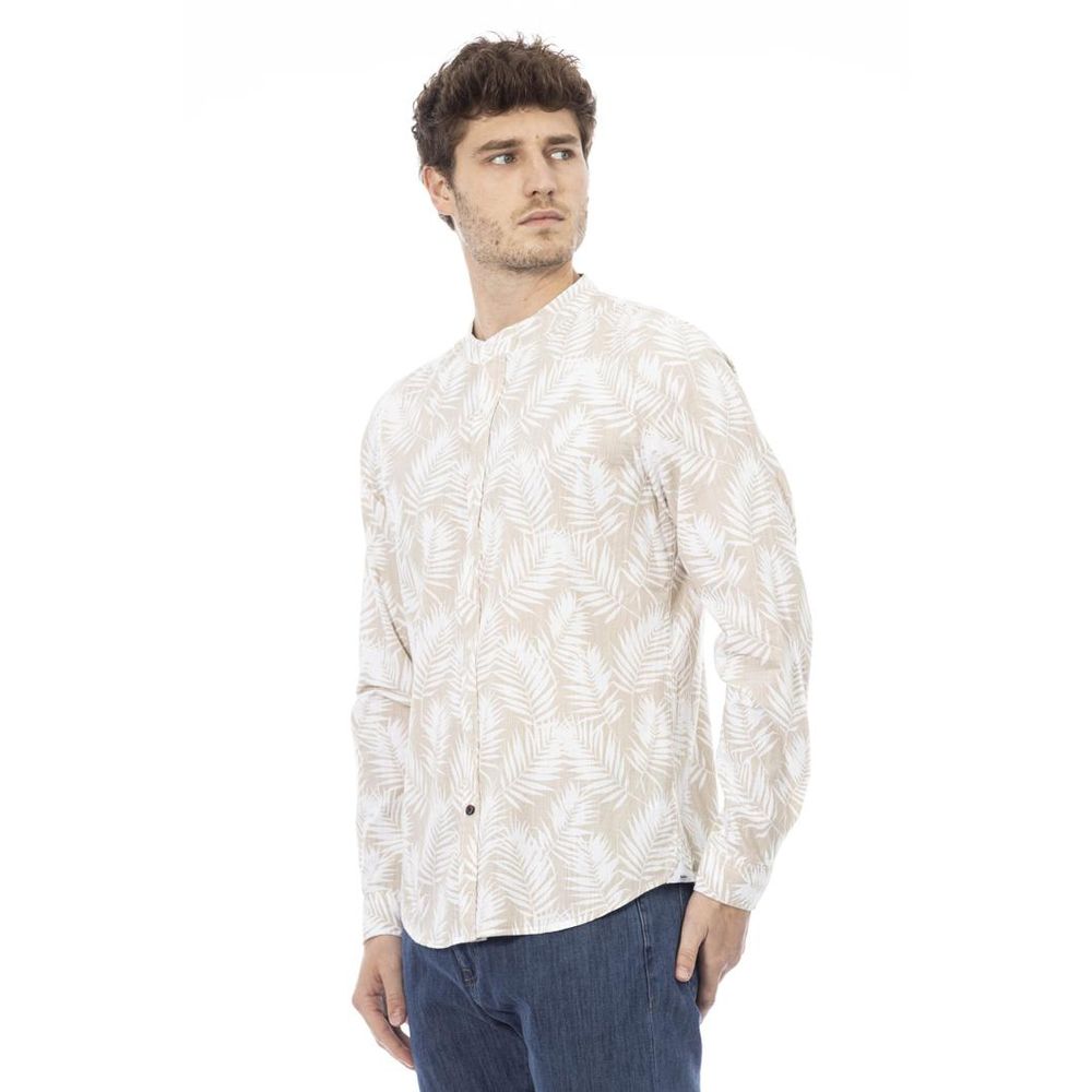 Camiseta de manga larga de algodón beige Baldinini Trend