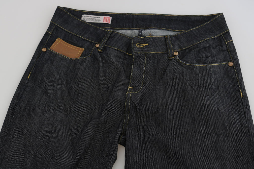 PLEIN SUD Cotton Blue High Waist Straight Cropped Trouser Jeans