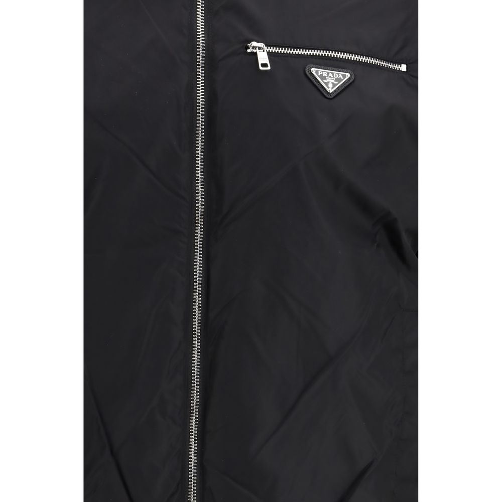 Prada Black Fleece Wool Bomber