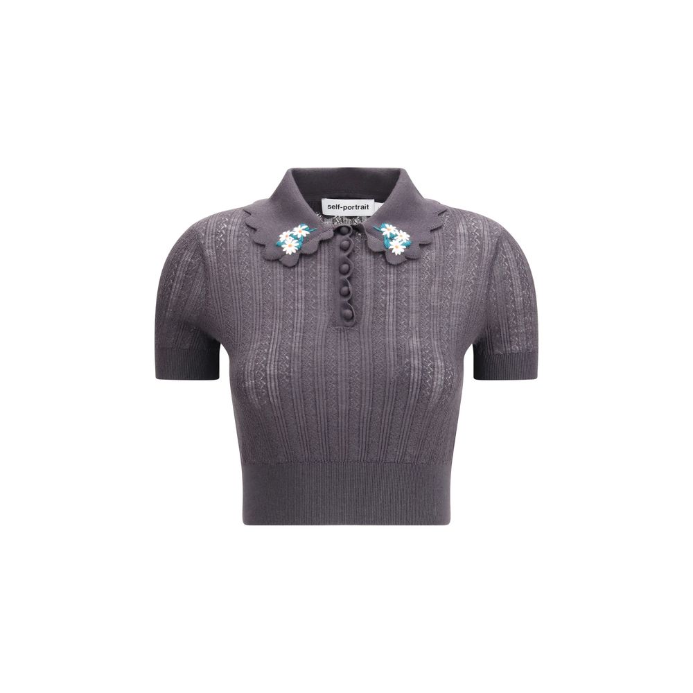Self-Portrait Gray Wool Top