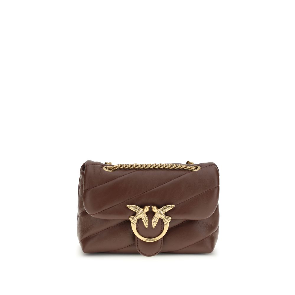 PINKO Brown Calf Leather Bos Taurus Shoulder Bag