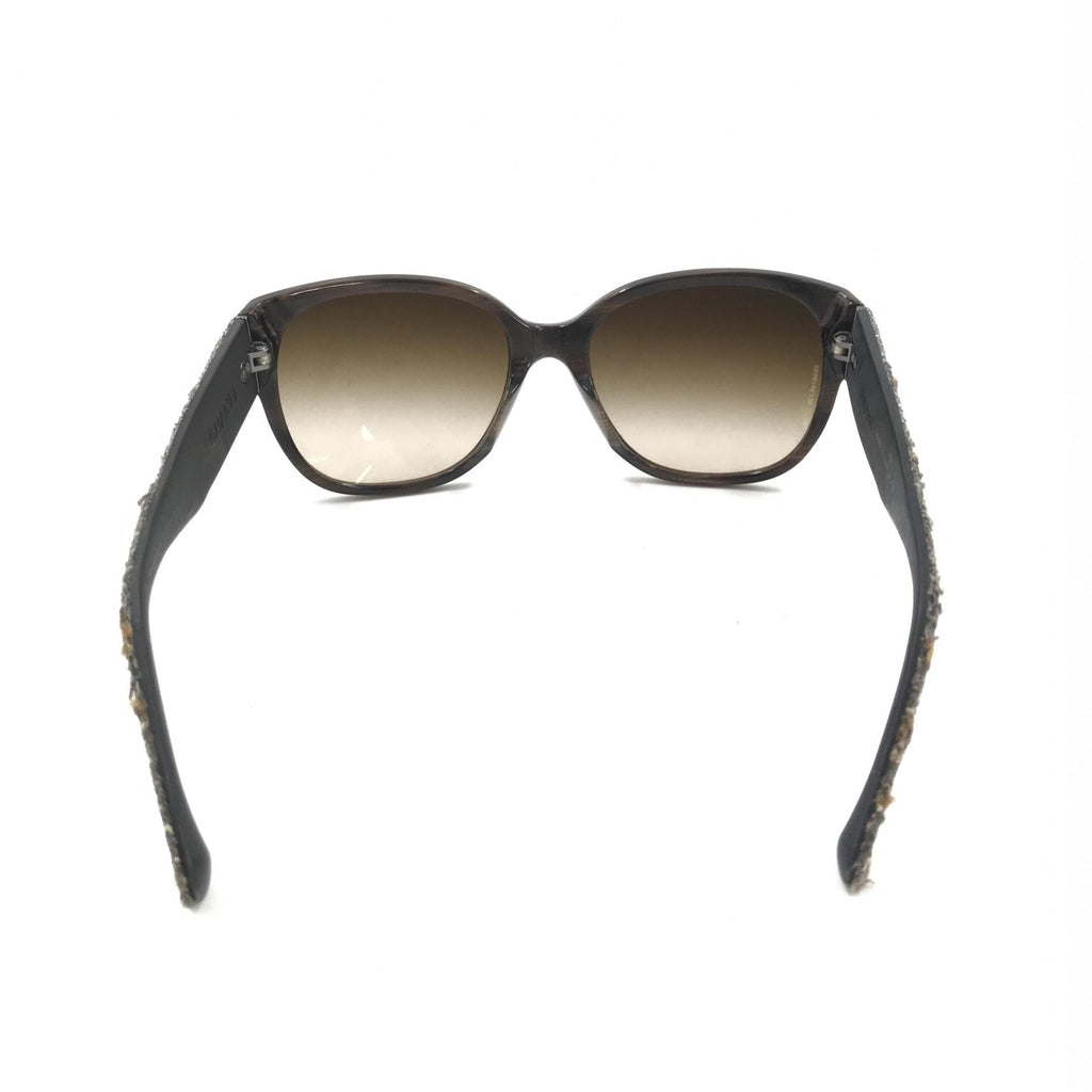 Chanel Brown Frame With Tweed Accents Sunglasses
