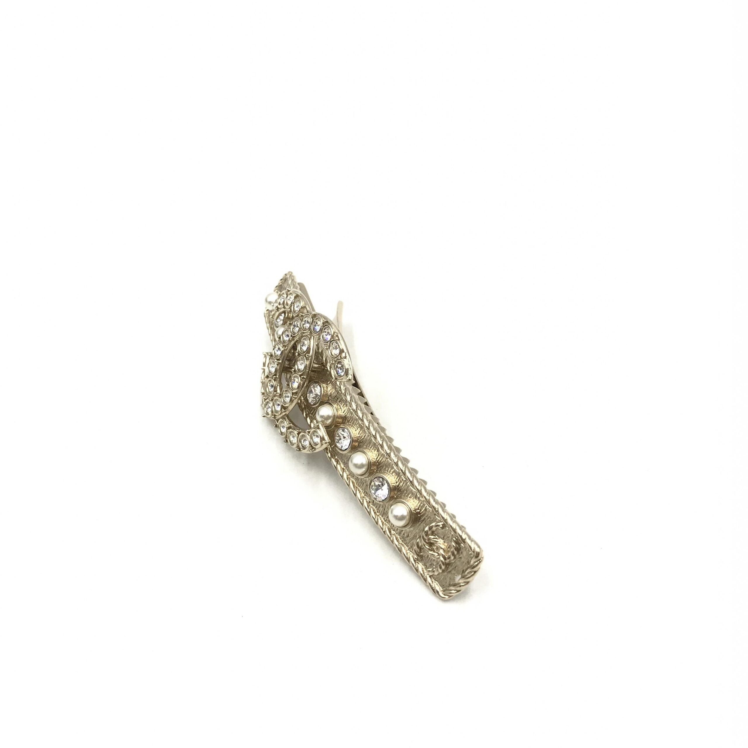 Chanel Crystal Pearl CC Hair Clip