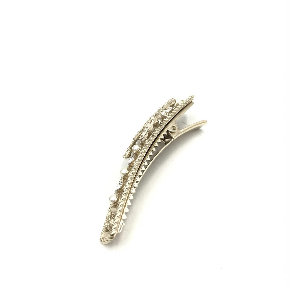 Chanel Crystal Pearl CC Hair Clip