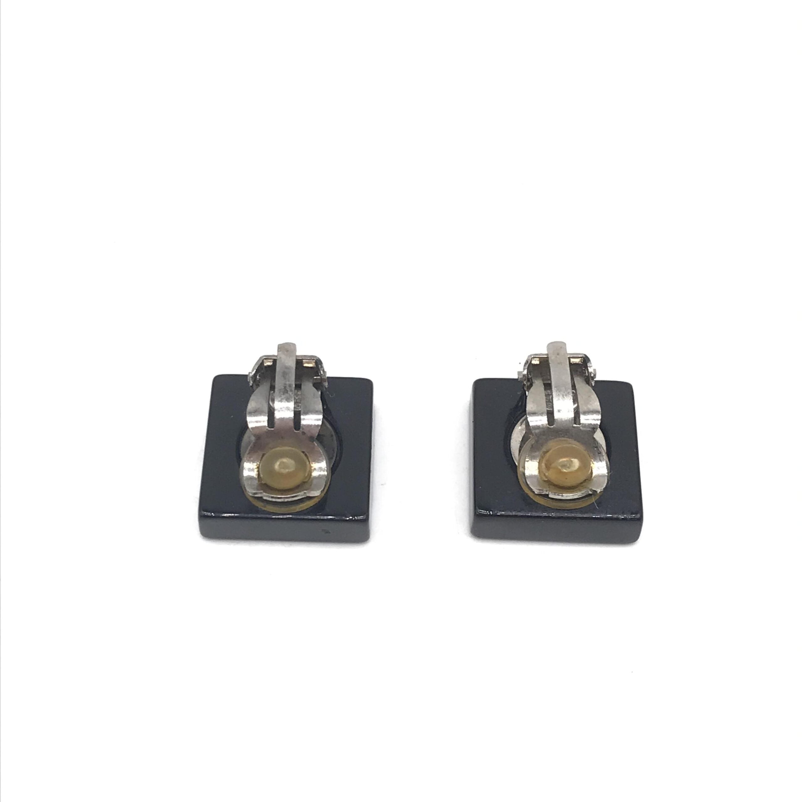 Chanel Coco Mark Square Clip-On Earrings