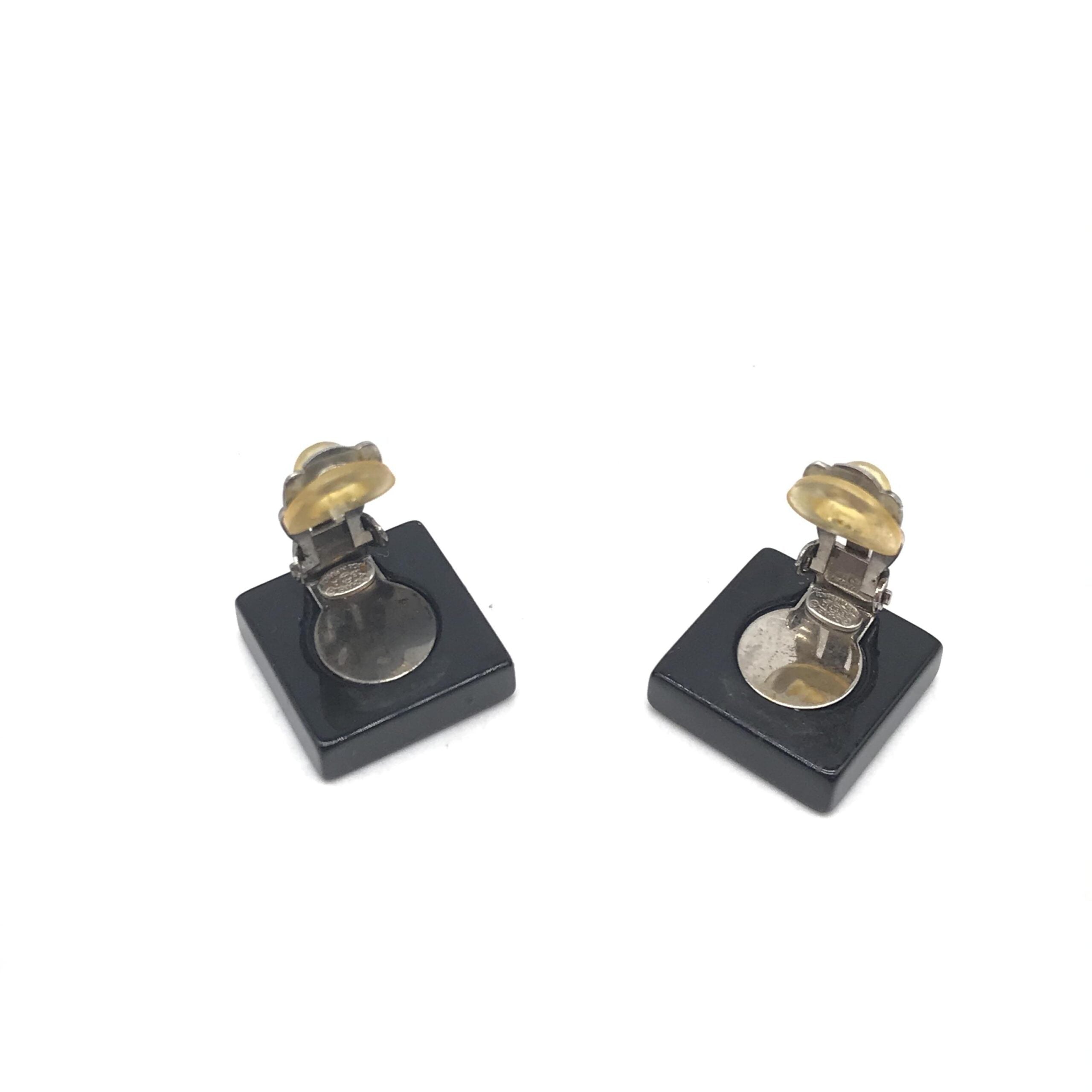 Chanel Coco Mark Square Clip-On Earrings