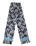 Dolce & Gabbana Black Blue Silk Floral Pattern Fringe 140cm x 16cm  Scarf