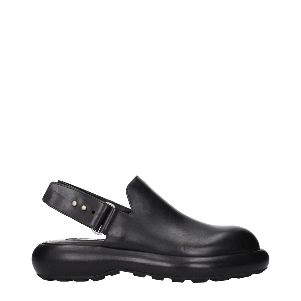 Jil Sander Black Leather Clogs