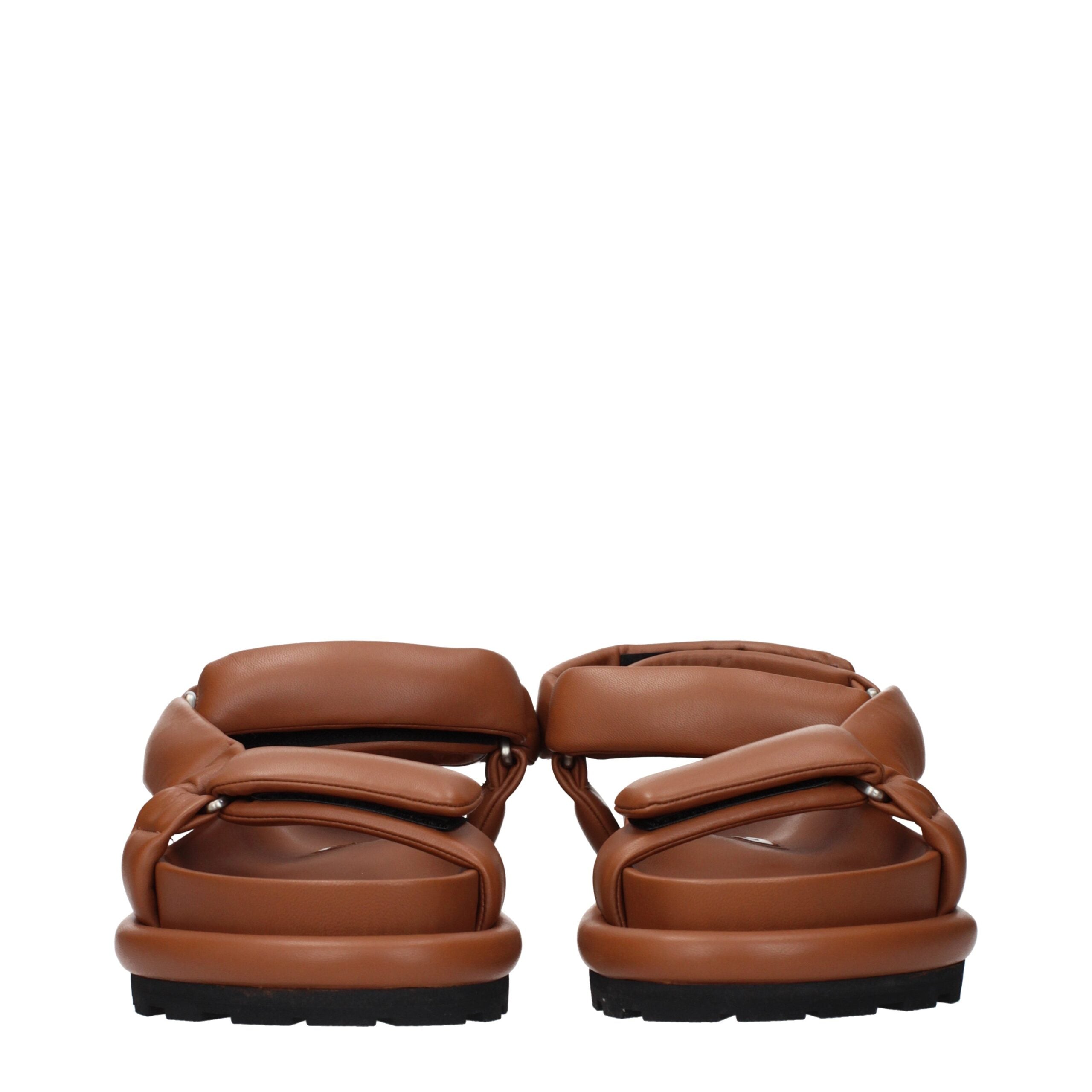 Jil Sander Brown Leather Strap-On Sandals