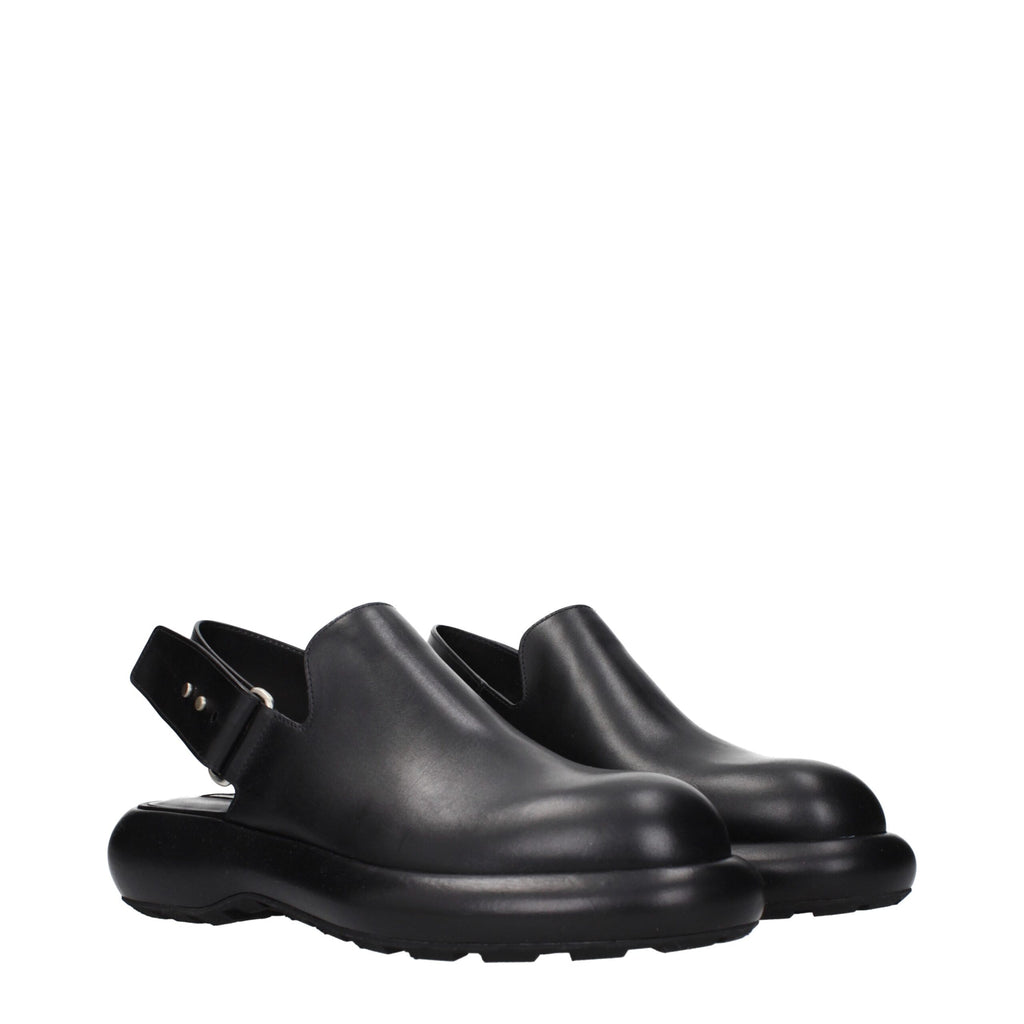 Jil Sander Black Leather Clogs