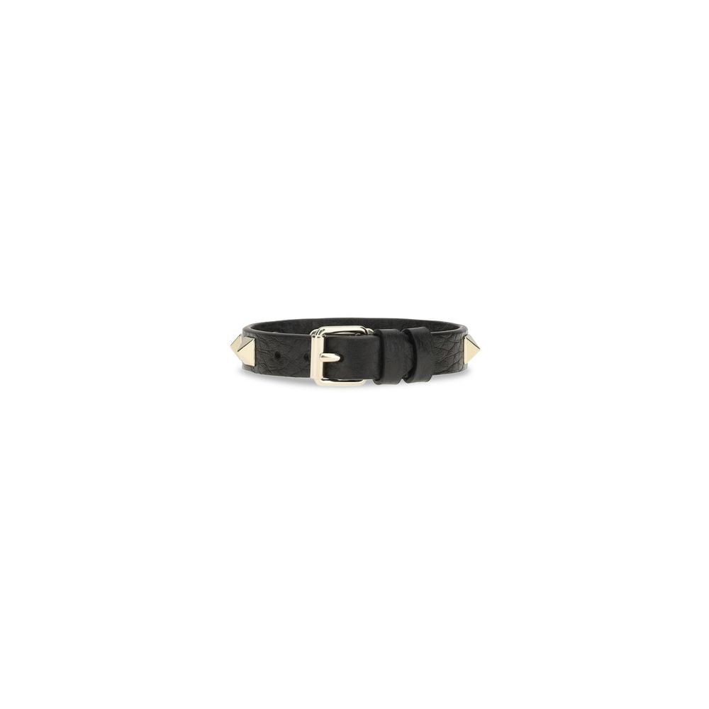 Valentino Garavani Black Calf Leather Bos Taurus Bracelet