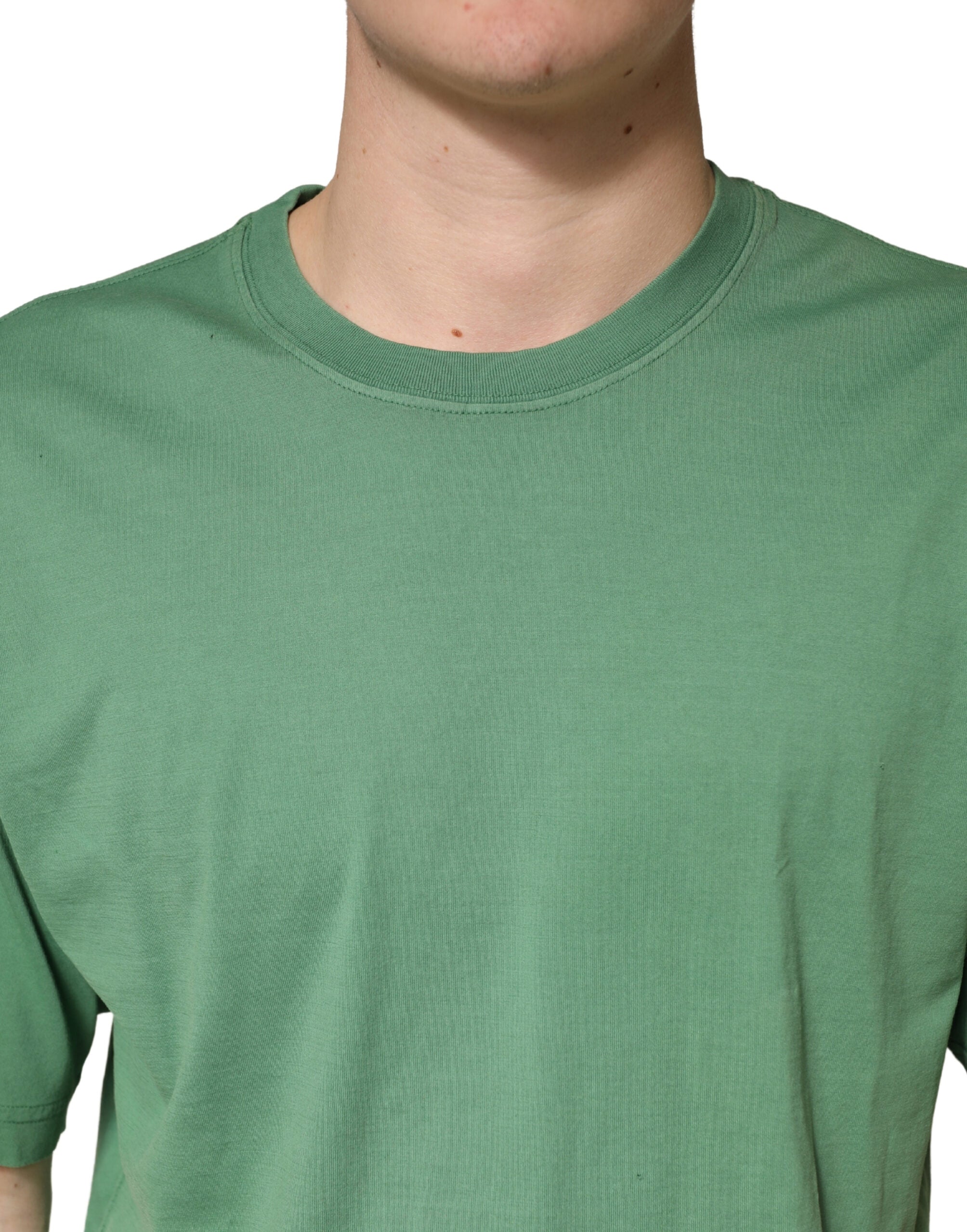 Dolce & Gabbana LightGreen Cotton Crewneck Short Sleeve T-Shirt