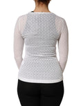 Dolce & Gabbana White Lace Silk Knit Long Sleeves Cardigan Top