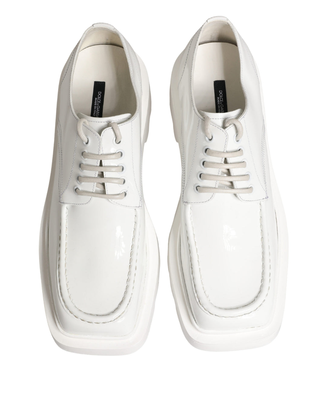 Dolce & Gabbana White Leather Chunky Sole Derby Shoes