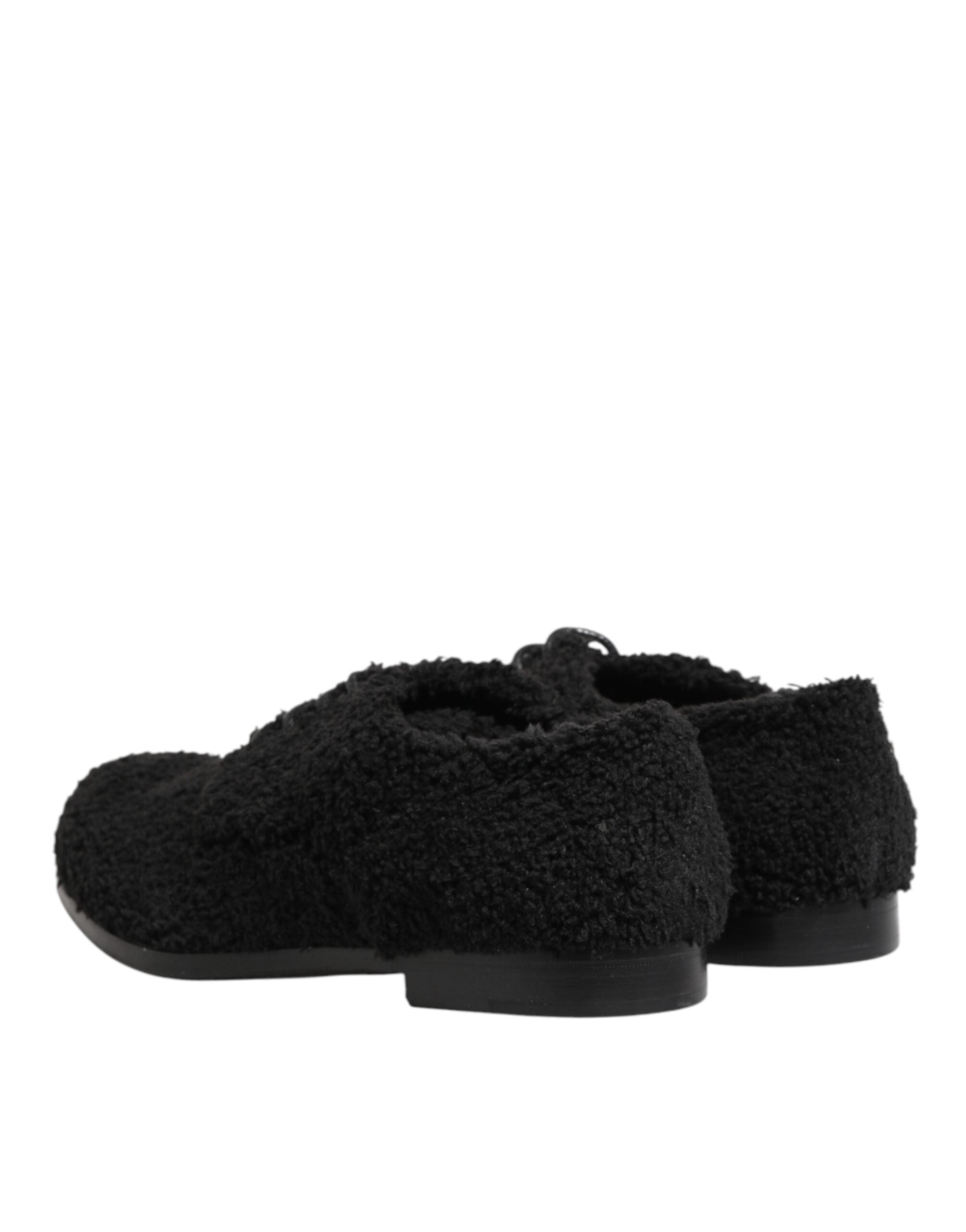 Dolce & Gabbana Men Black Riccio Shearling Dress Derby Shoes