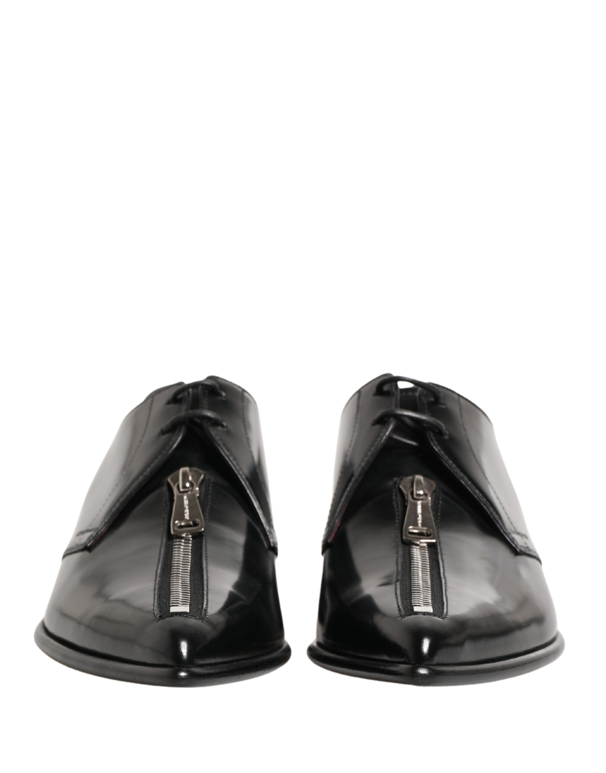 Dolce & Gabbana Men Black Lace-Up Leather Zip Dress Derby Shoes