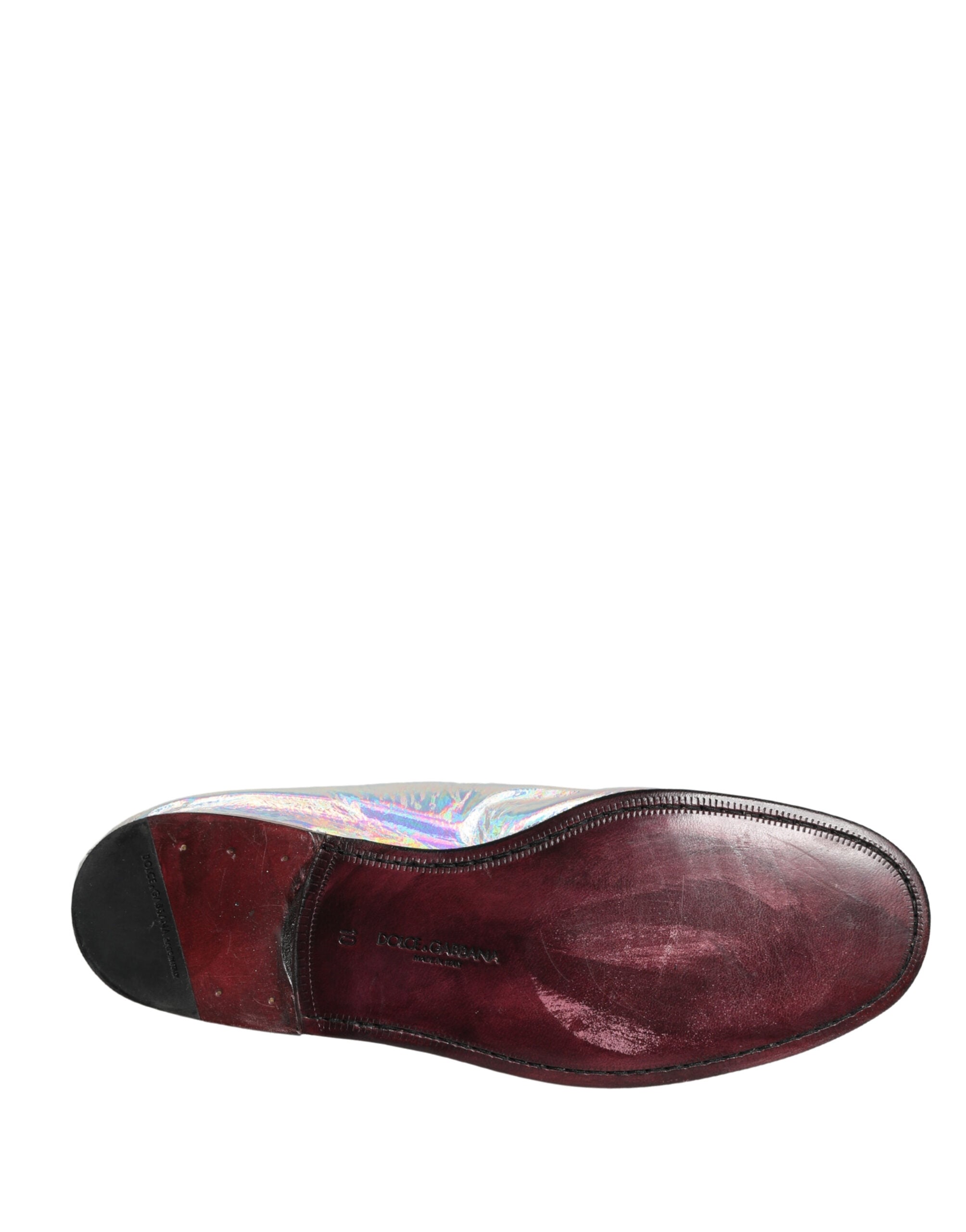 Dolce & Gabbana Silver DG Logo Holographic Leather Loafers Shoes