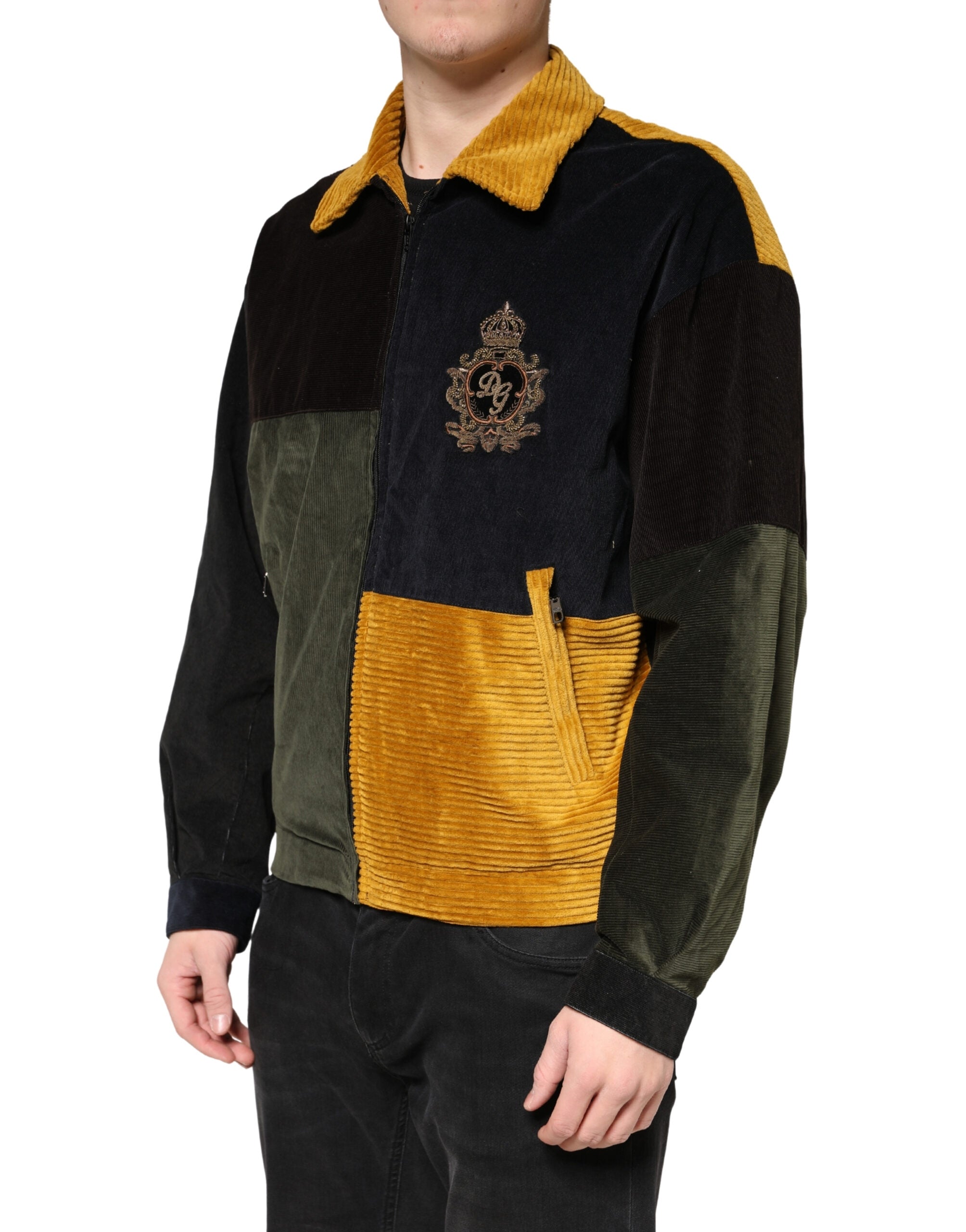 Dolce & Gabbana Multicolor Patchwork Corduroy Crest Jacket