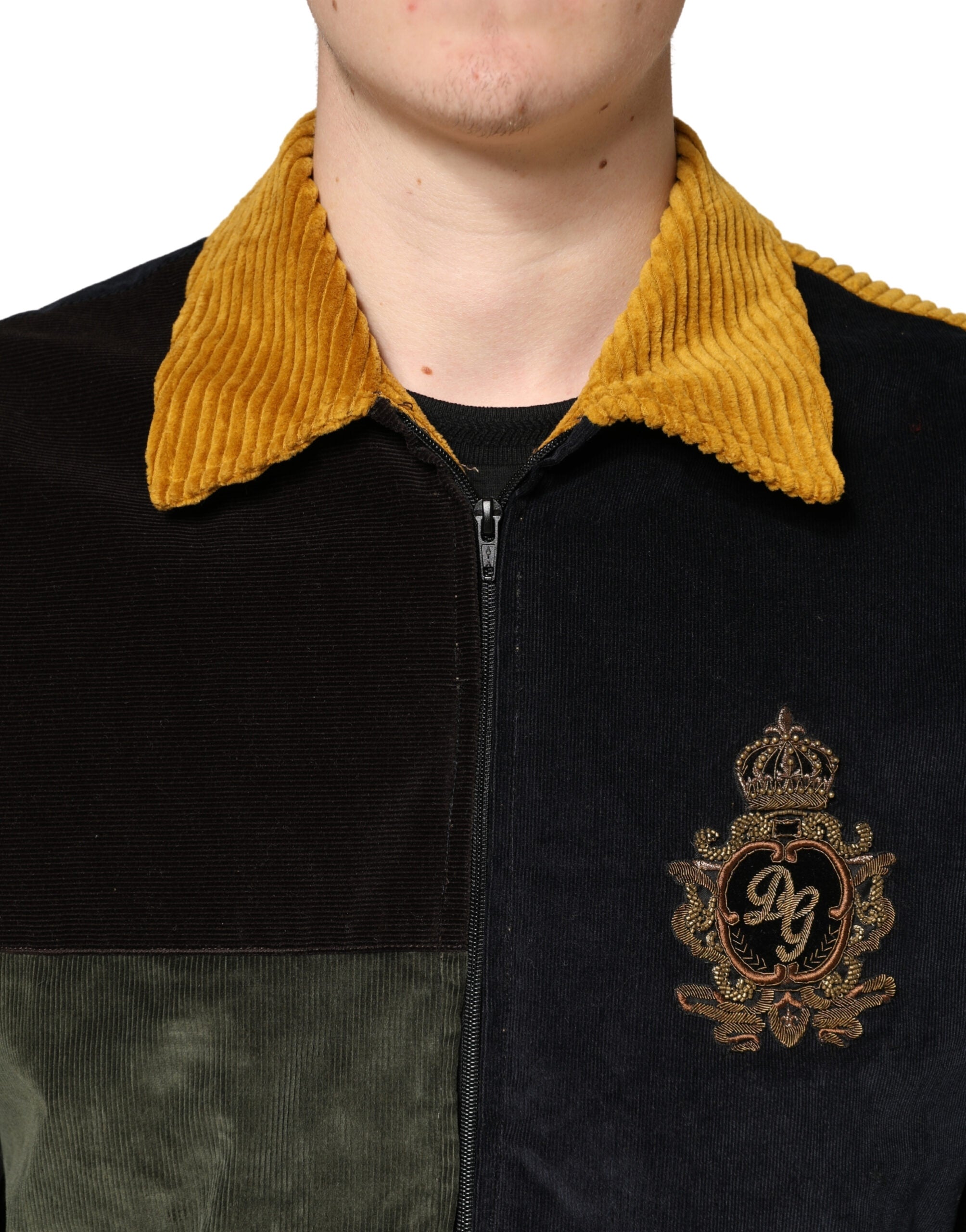 Dolce & Gabbana Multicolor Patchwork Corduroy Crest Jacket