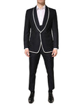 Dolce & Gabbana Black White Single Breasted SICILIA Men 3 Piece Suit