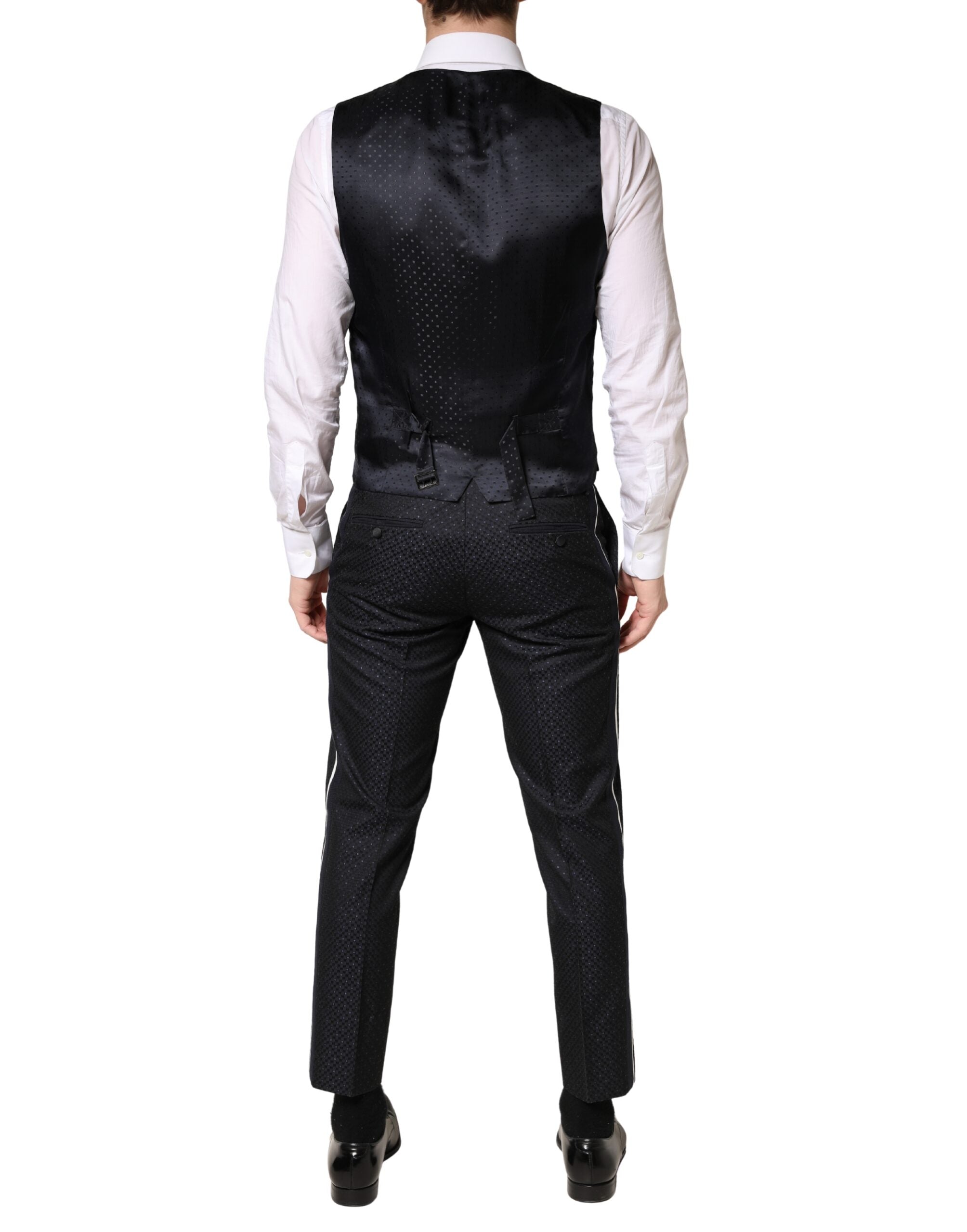 Dolce & Gabbana Black White Single Breasted SICILIA Men 3 Piece Suit