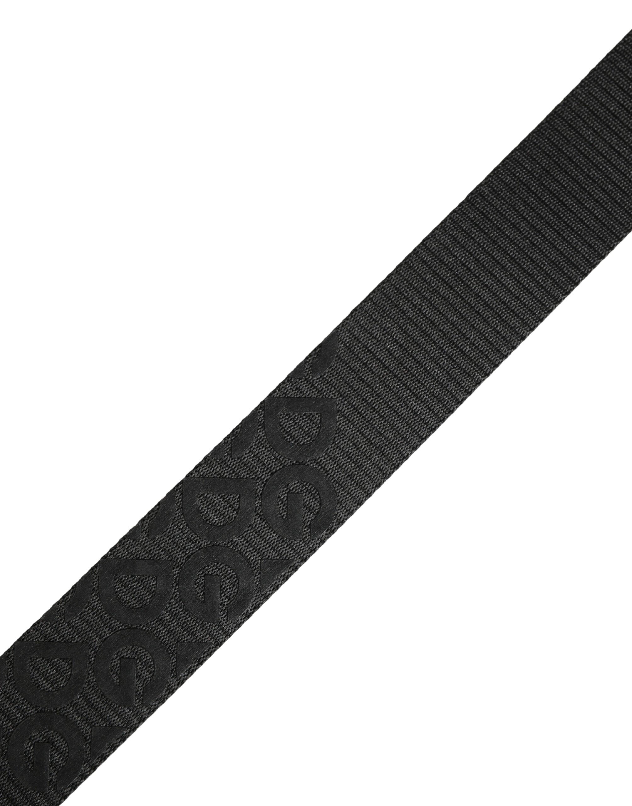 Dolce & Gabbana Black Logo Monogram Silver Metal Buckle Belt