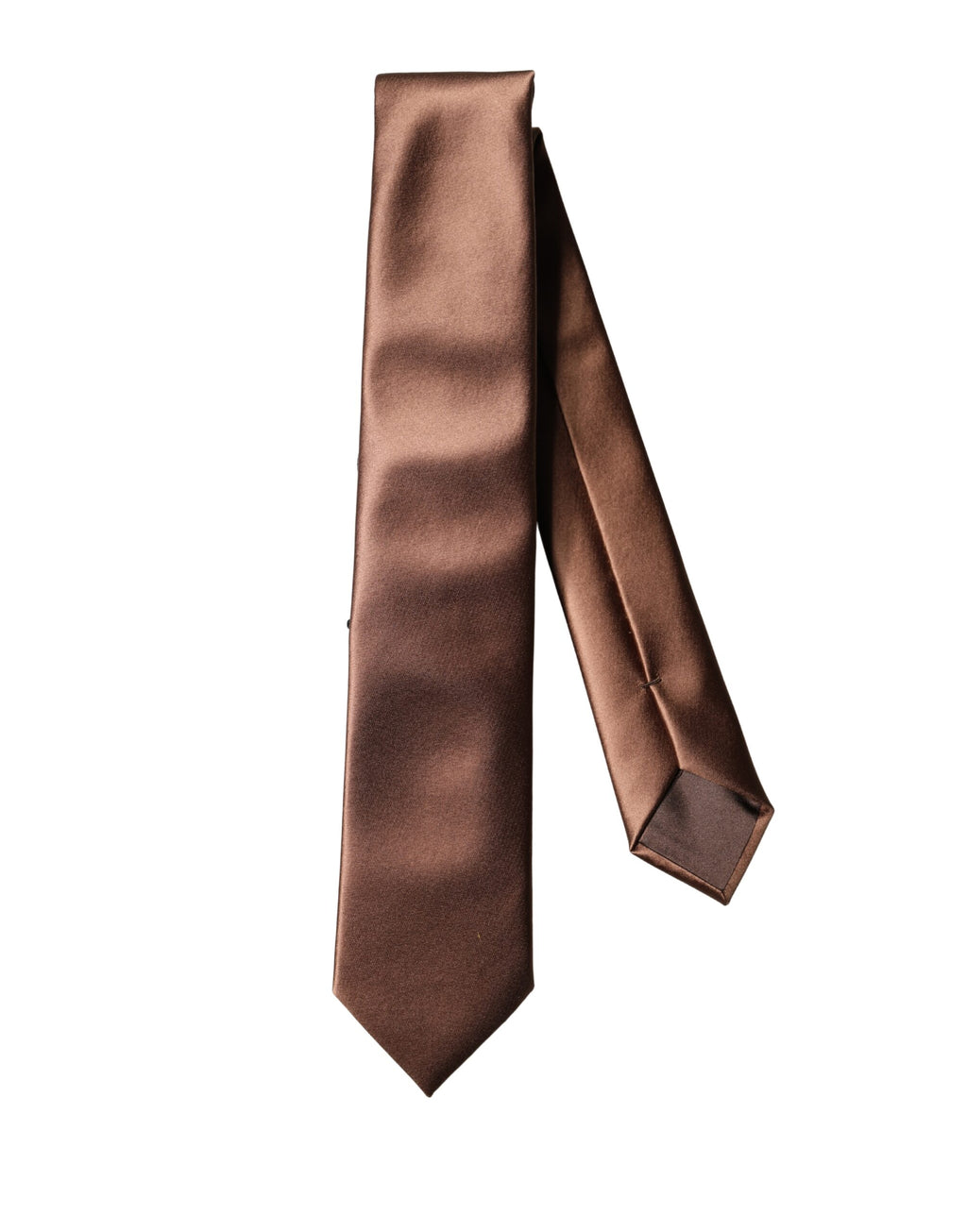 Dolce & Gabbana Brown Satin 100% Silk Wide Adjustable Men Necktie Tie