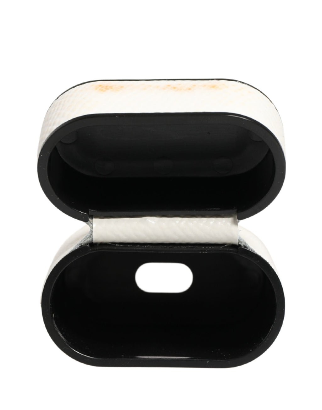 Dolce & Gabbana White Calf Leather Logo Flip Holder Strap Airpods Case