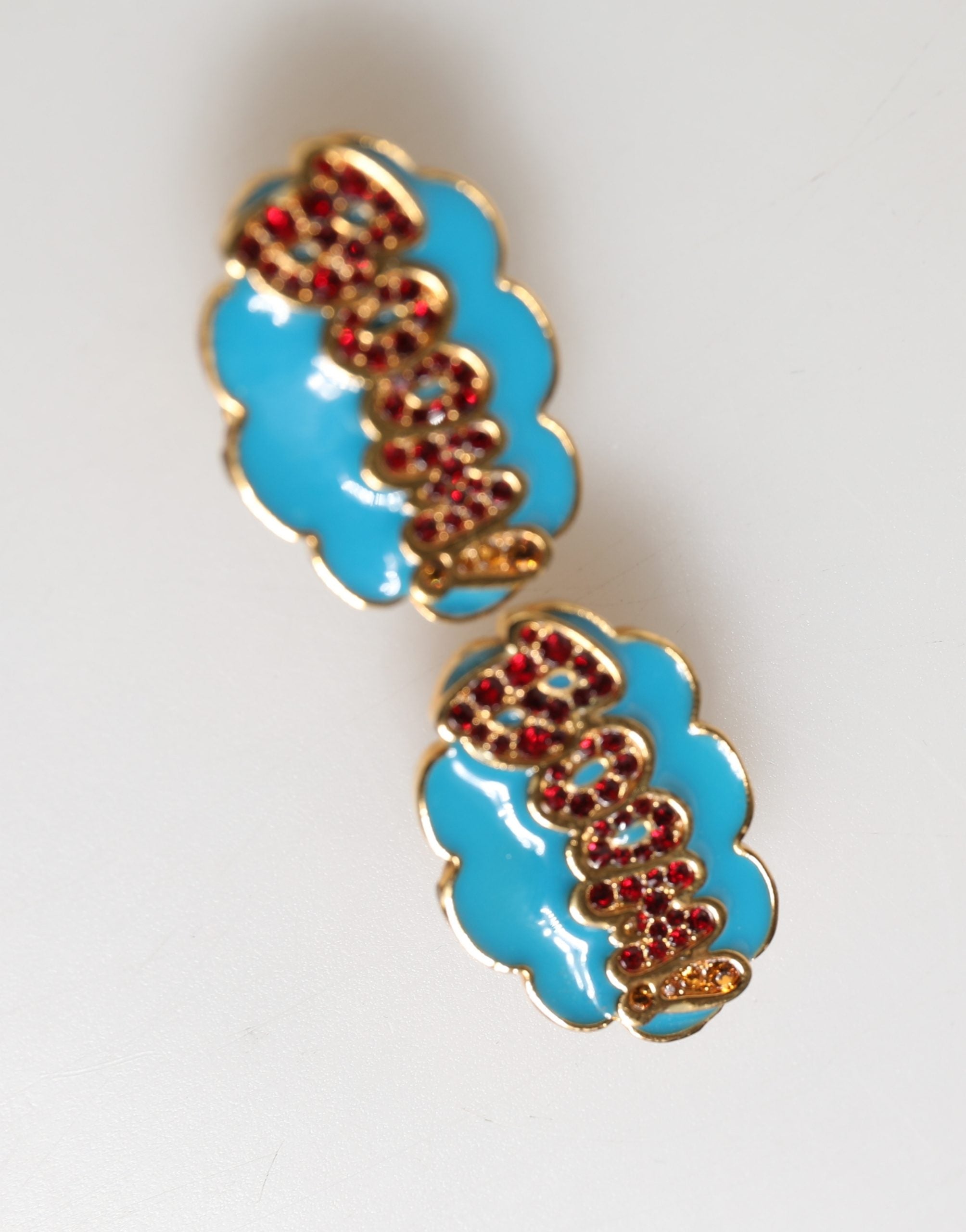 Dolce & Gabbana Gold Brass BOOM Cartoon Crystal Clip-On Women