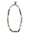 Dolce & Gabbana Silver Tone Brass Chain Beaded Gem DG Logo Bracelet