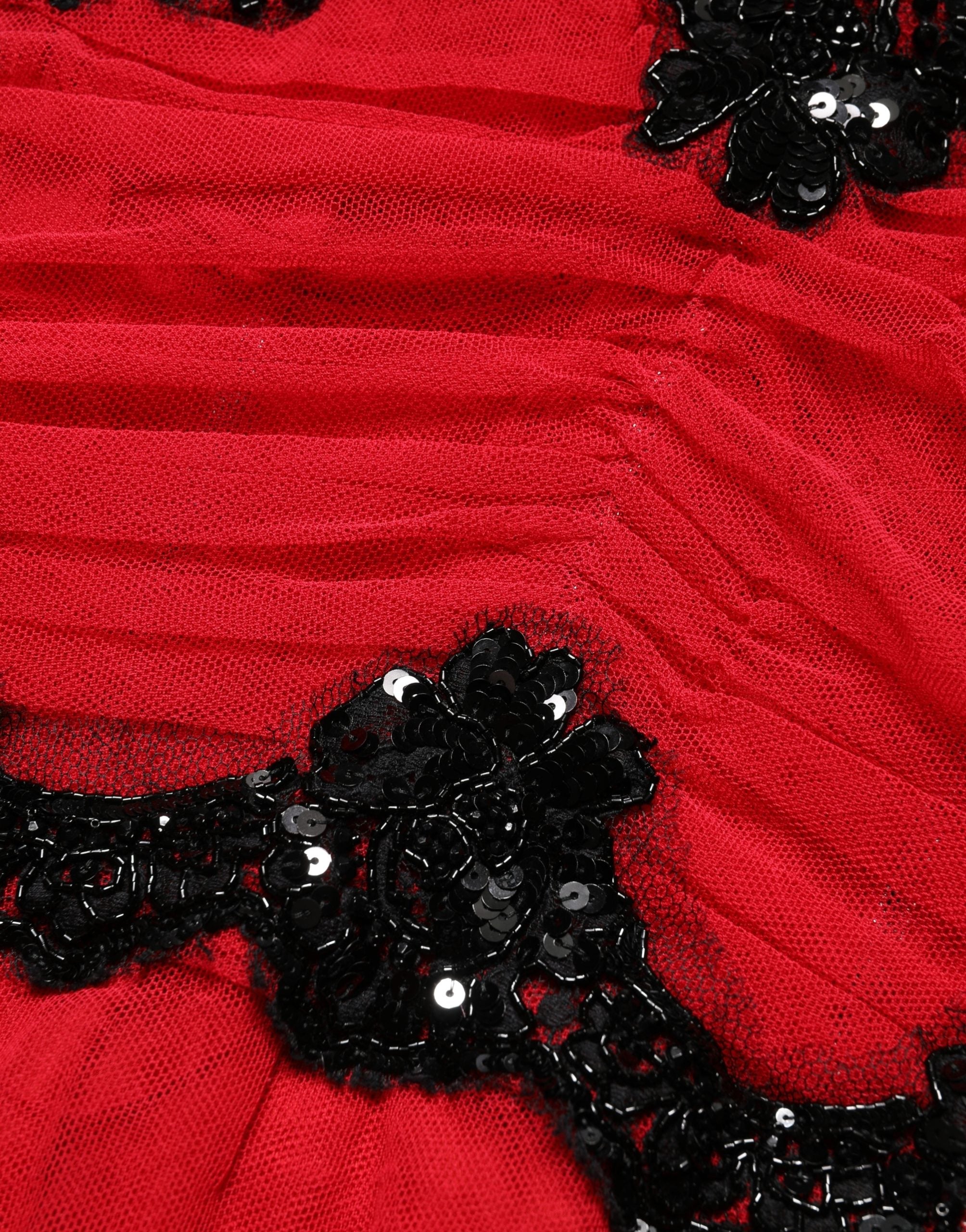 Vestido midi tubo ceñido de Dolce & Gabbana con ribete de malla rojo
