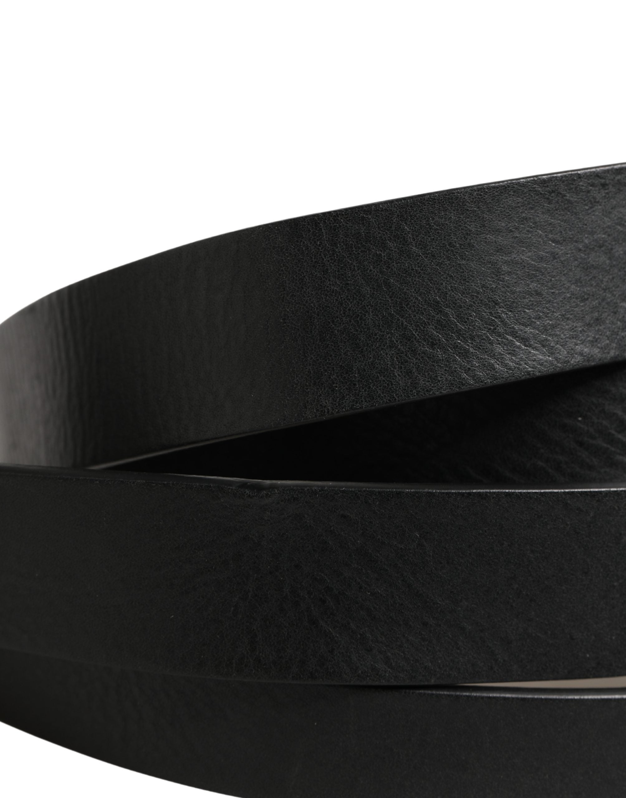 Cinturón Dolce & Gabbana negro de piel con doble correa y hebilla plateada