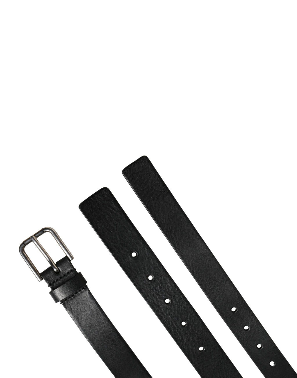 Cinturón Dolce & Gabbana negro de piel con doble correa y hebilla plateada