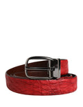 Cinturón Dolce & Gabbana para hombre de cuero exótico rojo con hebilla metálica